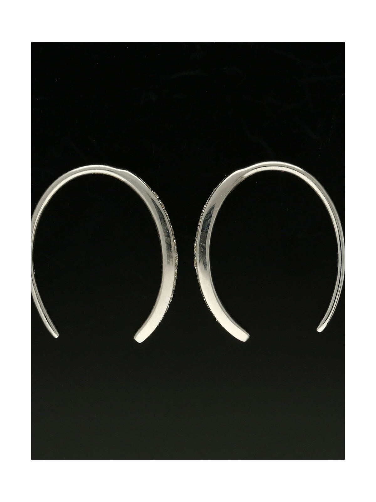 Diamond Channel Set Banana Hoop Earrings 0.14ct in 9ct White Gold