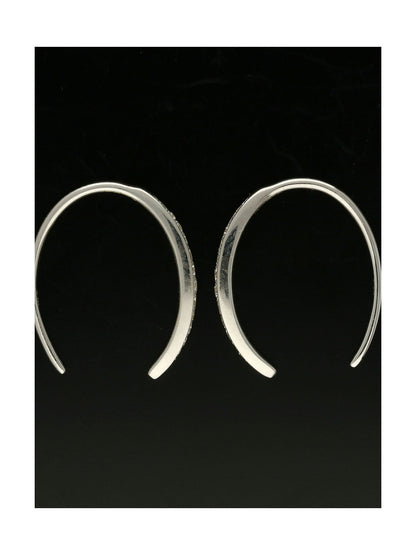 Diamond Channel Set Banana Hoop Earrings 0.14ct in 9ct White Gold