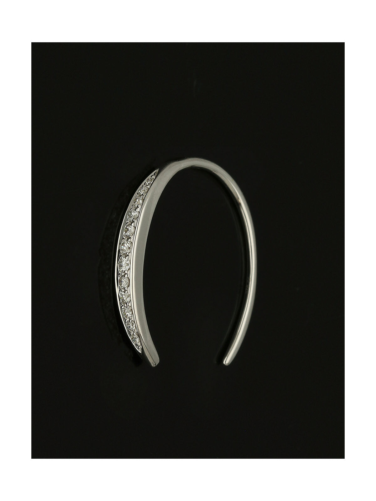 Diamond Channel Set Banana Hoop Earrings 0.14ct in 9ct White Gold