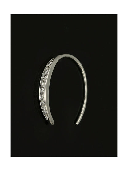 Diamond Channel Set Banana Hoop Earrings 0.14ct in 9ct White Gold