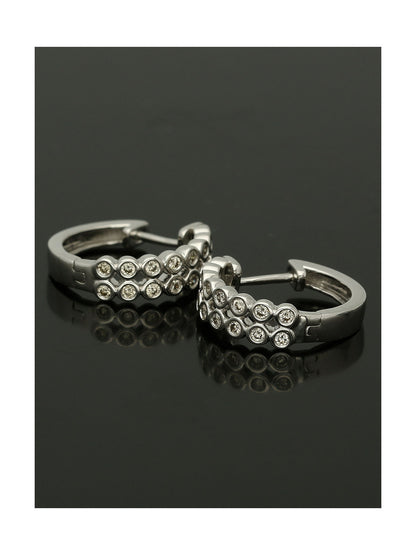 Diamond Bezel Set Small 2 Row Huggies 0.38ct in 9ct White Gold