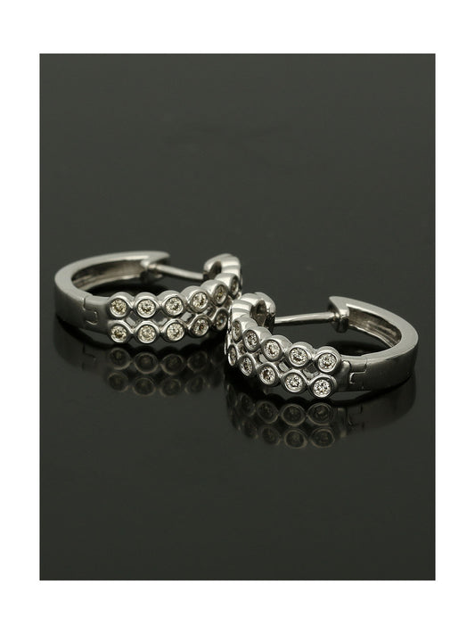 Diamond Bezel Set Small 2 Row Huggies 0.38ct in 9ct White Gold