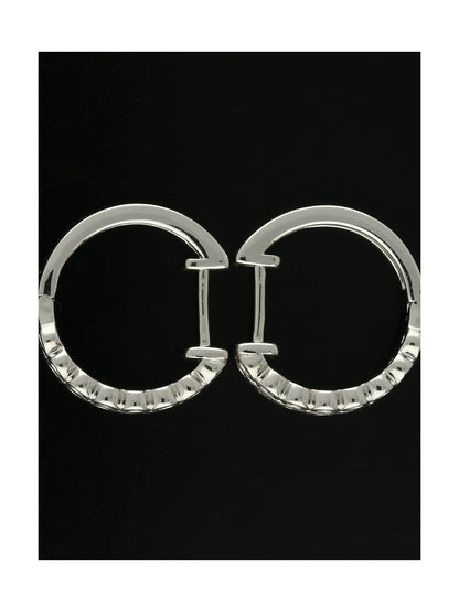 Diamond Bezel Set Small 2 Row Huggies 0.38ct in 9ct White Gold