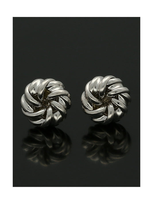 Ribbon Knot Earrings 6mm in 9ct White Gold