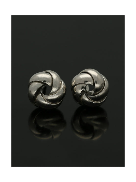 Polished 5 Strand Knot Earrings 8.5mm in 9ct White Gold