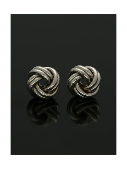 Knot Stud Earrings 8mm in 9ct White Gold