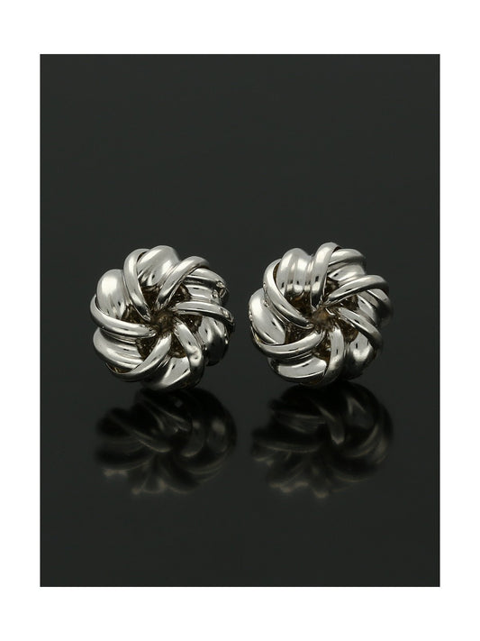 Ribbon Knot Stud Earrings 9mm in 9ct White Gold