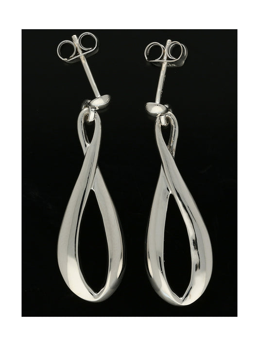 Elongated Figure of Eight Drop Earrings in 9ct White Gold