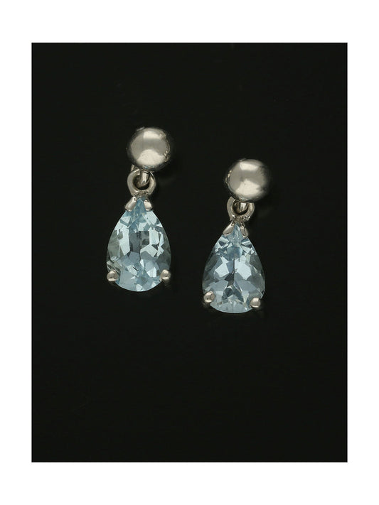 Aquamarine Pear Drop Earrings in 9ct White Gold