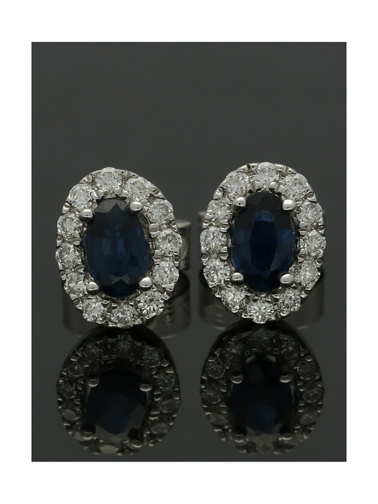 Sapphire & Diamond Cluster Earrings in 9ct White Gold