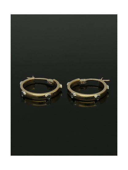 Round Hoop Earrings with Screw Design 19mm in 9ct Yellow and White Gold