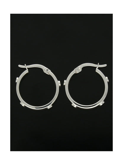 Hoop Earrings with Gold Screws 18mm in 9ct White Gold