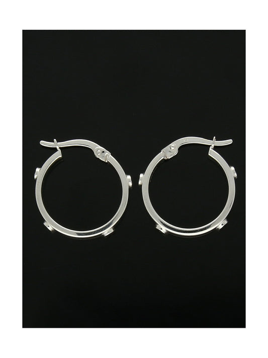 Hoop Earrings with Gold Screws 18mm in 9ct White Gold