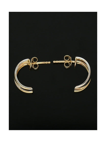 Crossover Half Hoop Earrings 16mm in 9ct Yellow & White Gold