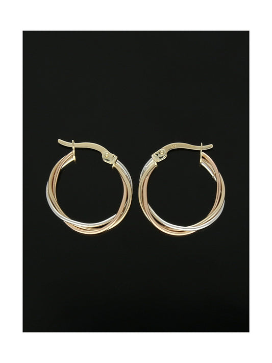 Twist Hoop Earrings 20mm in 9ct Yellow, White and Rose Gold