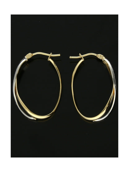Crossover Hoop Earrings in 9ct Yellow & White Gold