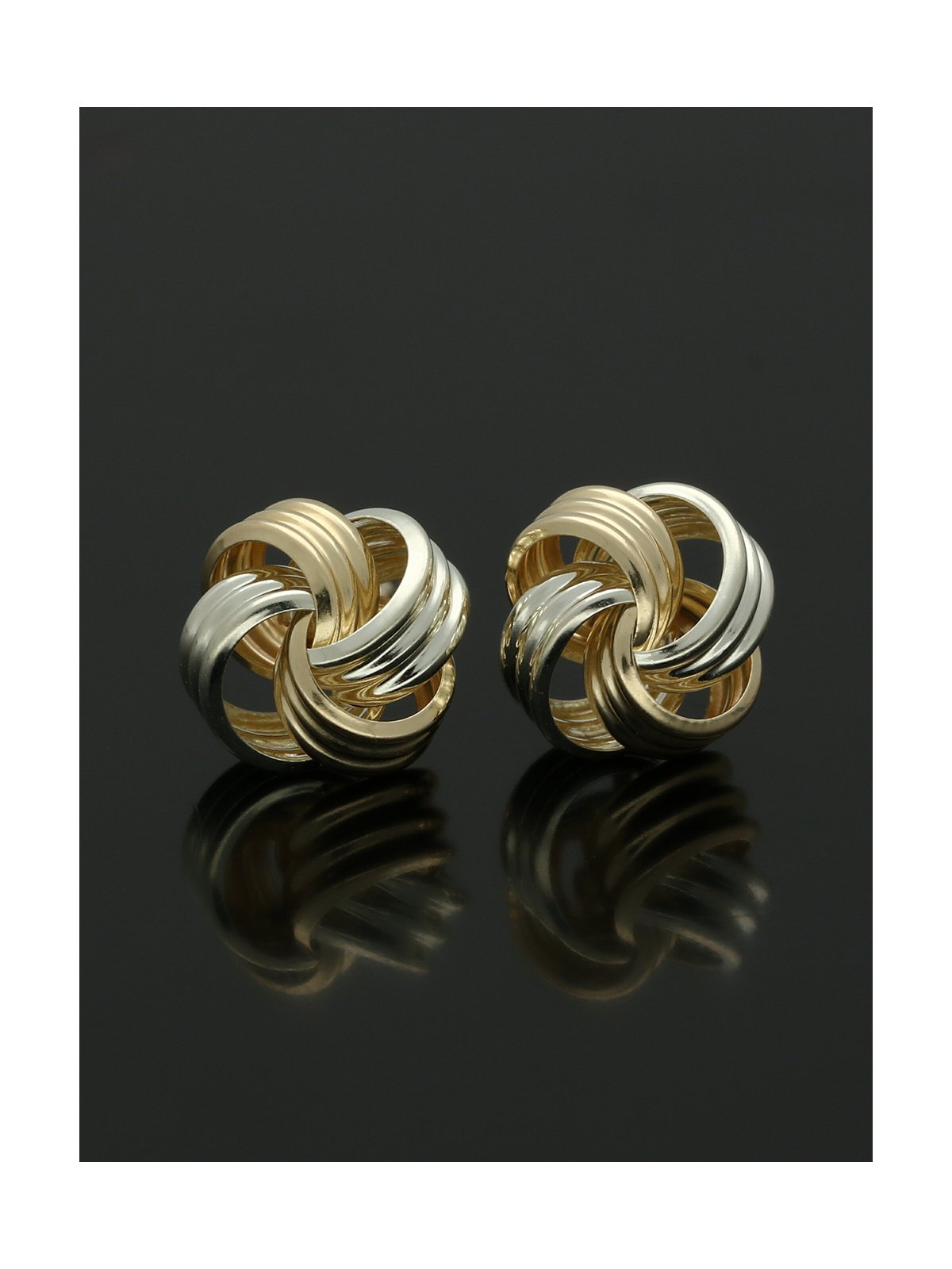 Loop Knot Stud Earrings 8.5mm in 9ct Yellow and White Gold