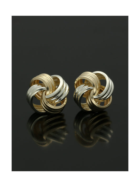 Loop Knot Stud Earrings 8.5mm in 9ct Yellow and White Gold