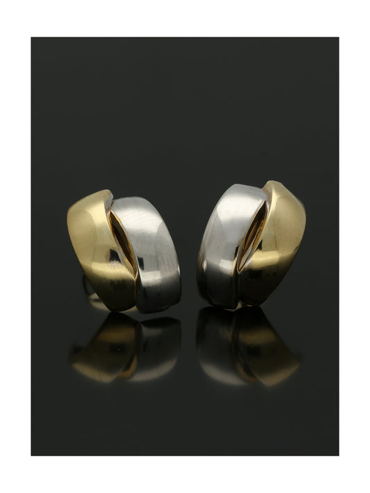 Polished Bracket Stud Earrings in 9ct Yellow and White Gold