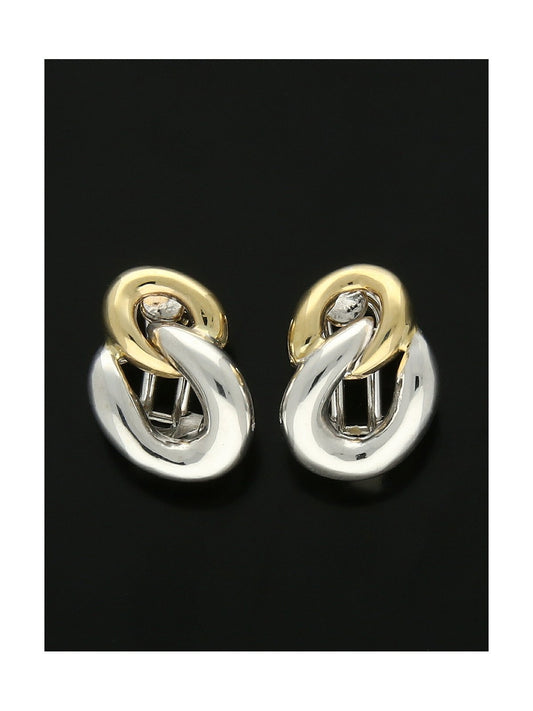 Double Graduated Curb Link Stud Earrings 10x15mm in 9ct Yellow and White Gold