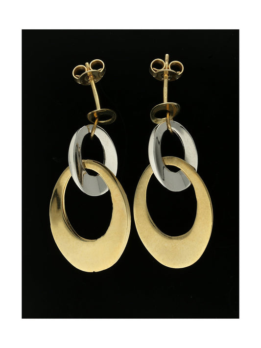 Oval Drop Earrings in 9ct Yellow & White Gold