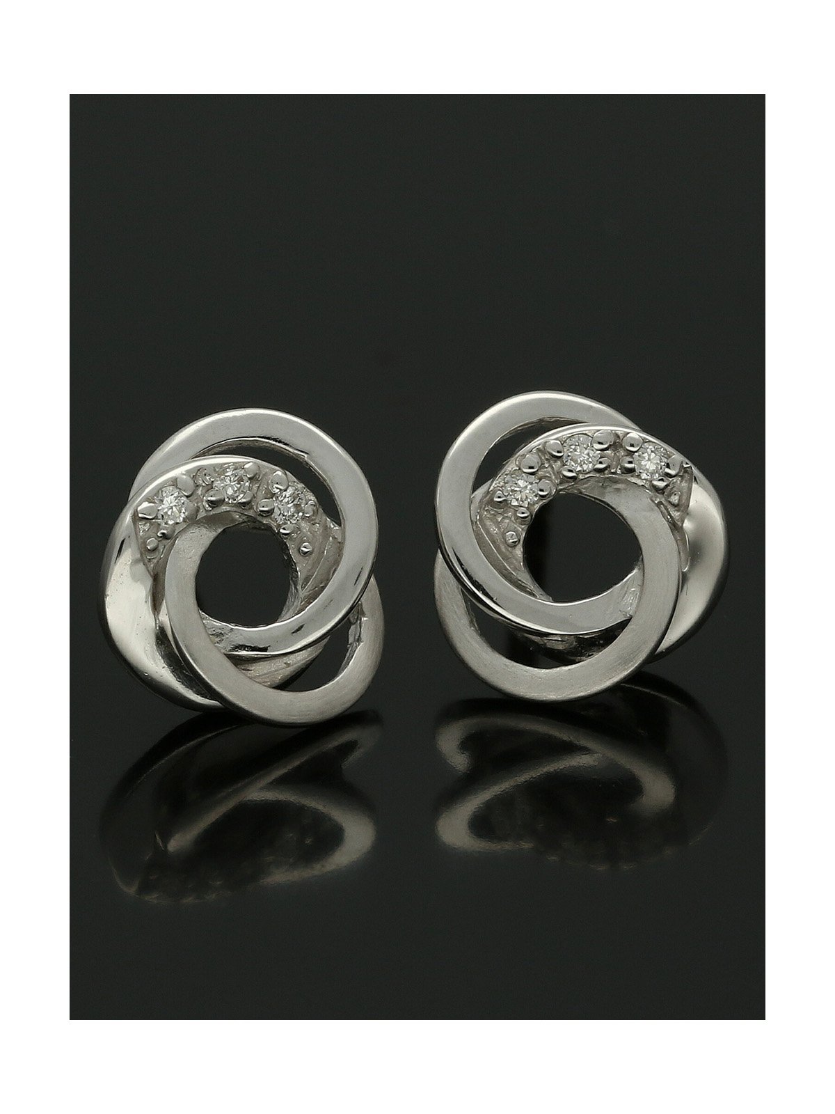 Linked Ring Diamond Stud Earrings 0.03ct in 9ct White Gold