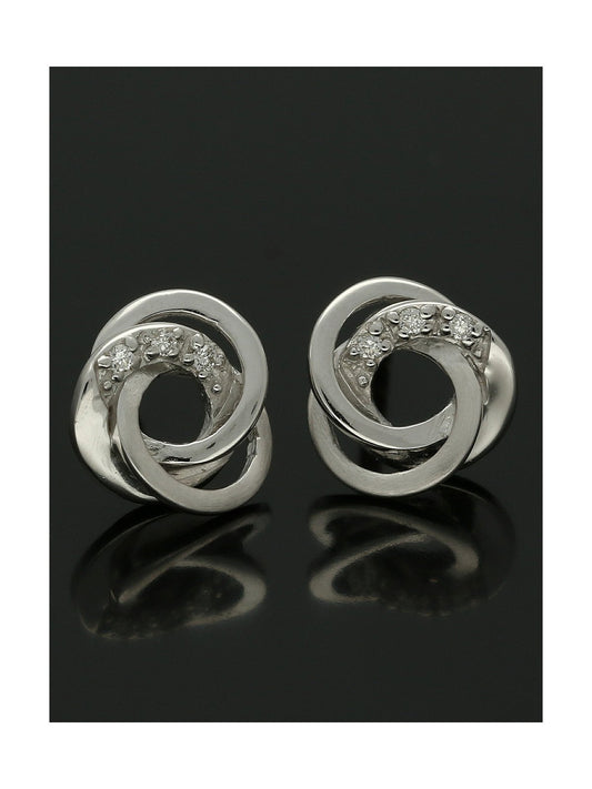 Linked Ring Diamond Stud Earrings 0.03ct in 9ct White Gold
