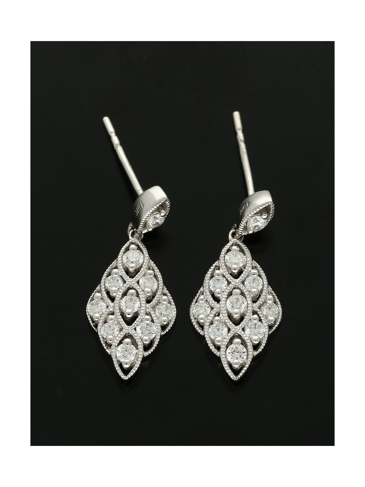 Diamond Lace Drop Earrings 0.57ct in 18ct White Gold
