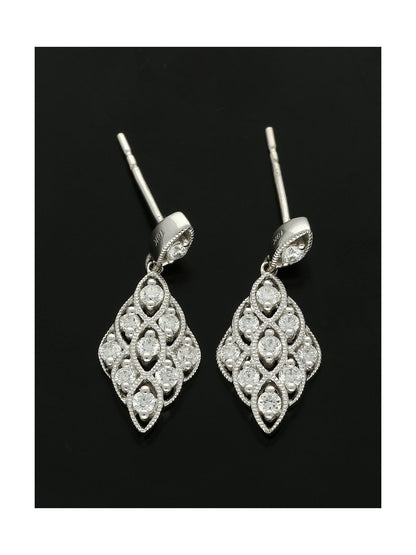 Diamond Lace Drop Earrings 0.57ct in 18ct White Gold