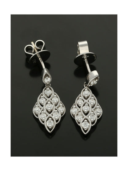 Diamond Lace Drop Earrings 0.57ct in 18ct White Gold