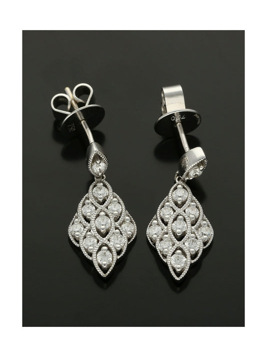 Diamond Lace Drop Earrings 0.57ct in 18ct White Gold