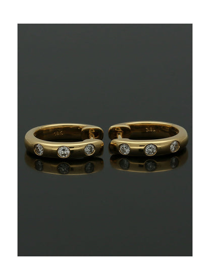 Diamond Set Mini Hoop Earrings 0.15ct in 18ct Yellow Gold