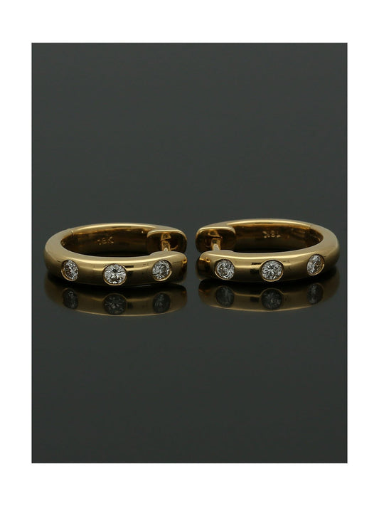 Diamond Set Mini Hoop Earrings 0.15ct in 18ct Yellow Gold