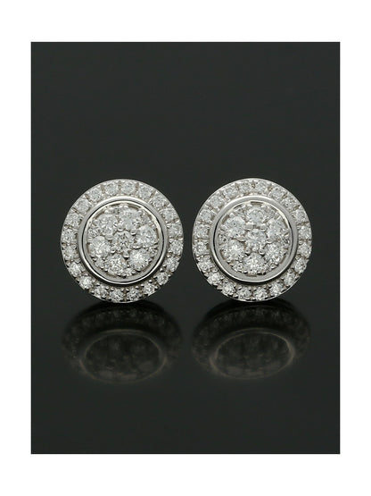 Diamond Cluster Stud Earrings 0.42ct in 18ct White Gold