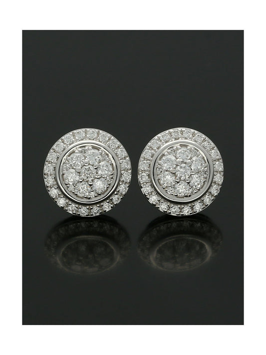 Diamond Cluster Stud Earrings 0.42ct in 18ct White Gold