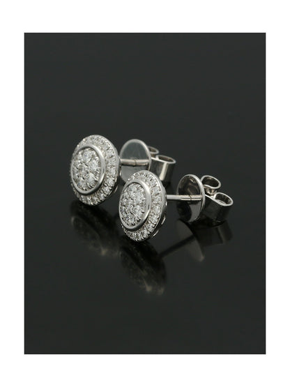 Diamond Cluster Stud Earrings in 18ct White Gold