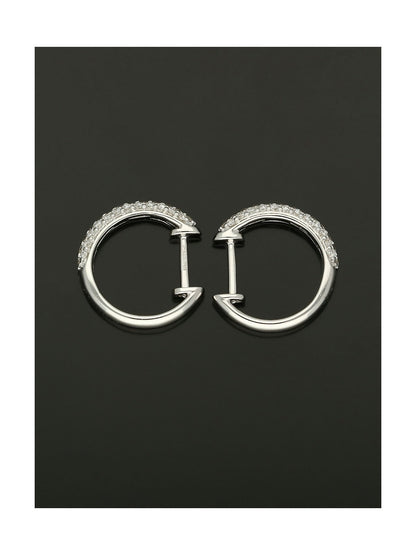 Diamond Pave Set Small Hoop Earrings in 18ct White Gold