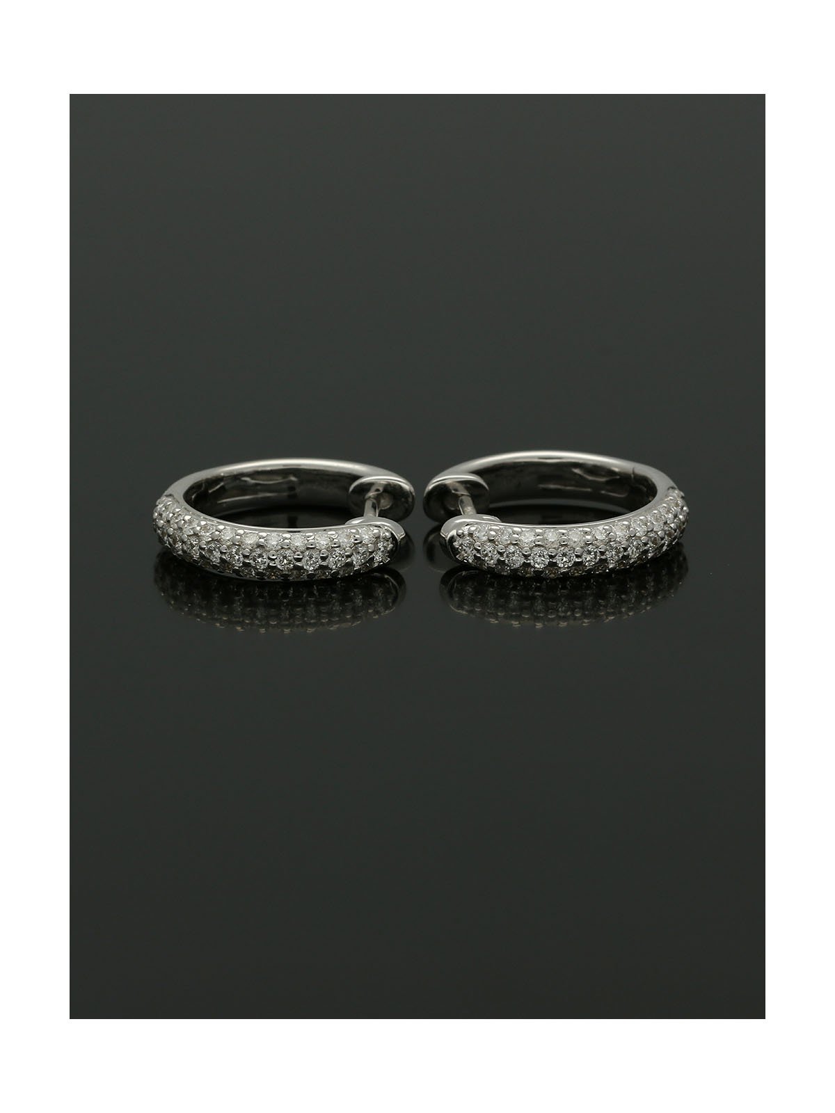 Diamond Pave Set Small Hoop Earrings 0.50ct in 18ct White Gold