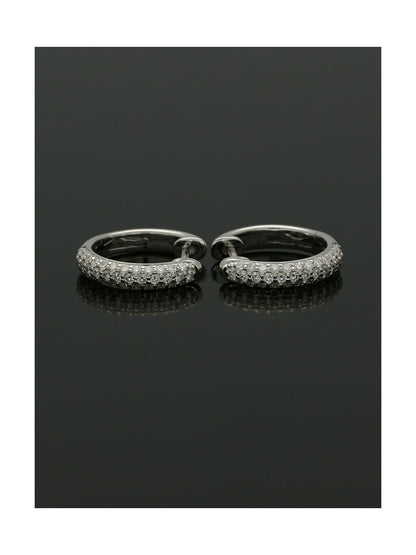 Diamond Pave Set Small Hoop Earrings 0.50ct in 18ct White Gold