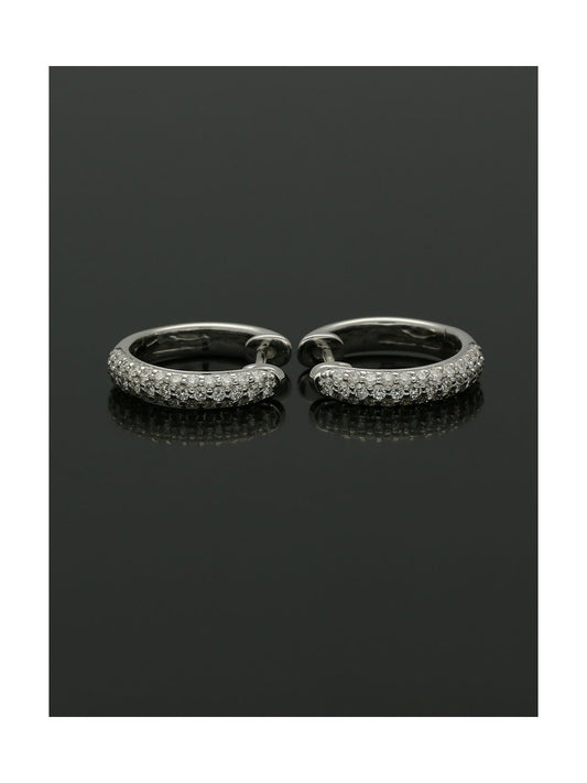 Diamond Pave Set Small Hoop Earrings 0.50ct in 18ct White Gold