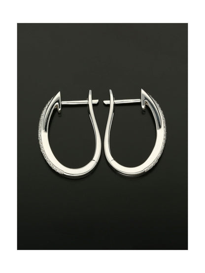 Diamond Two Row Crossover Hinged Hoop Earrings in 18ct White Gold