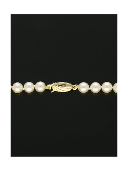 Single Row Cultured Pearl Necklace in 9ct Yellow Gold