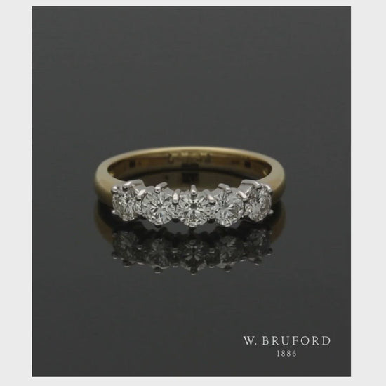 Five Stone Diamond Ring 0.78ct Round Brilliant Cut in 18ct Yellow & White Gold