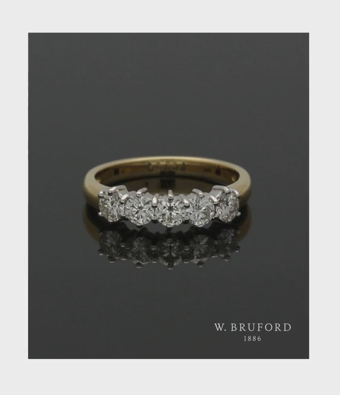 Five Stone Diamond Ring 0.78ct Round Brilliant Cut in 18ct Yellow & White Gold