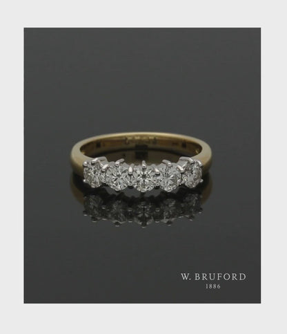 Five Stone Diamond Ring 0.78ct Round Brilliant Cut in 18ct Yellow & White Gold
