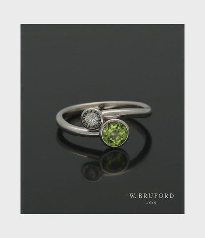 Peridot & Diamond Dress Ring in 9ct White Gold