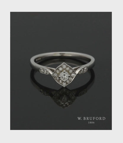 Diamond Cluster Ring 0.24ct Round Brilliant Cut in 9ct White Gold with Diamond Shoulders