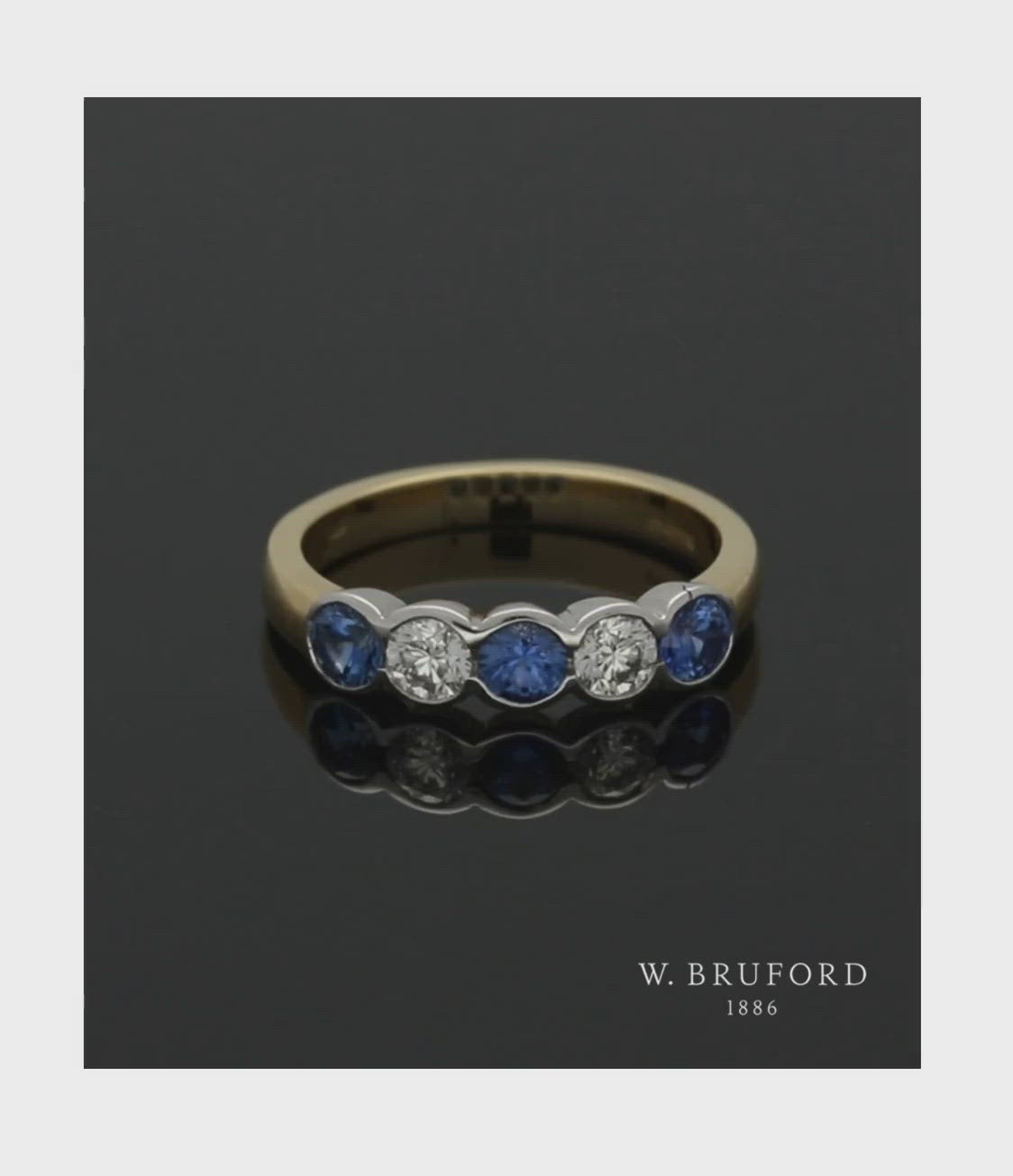 Sapphire & Diamond Five Stone Ring in 18ct Yellow & White Gold