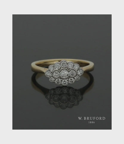 Diamond Cluster Ring 0.50ct Round Brilliant Cut in 18ct Yellow and White Gold