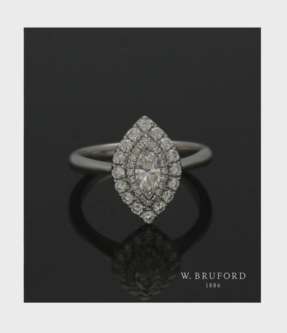 Diamond Cluster Ring 0.72ct Marquise & Round Brilliant Cut in Platinum